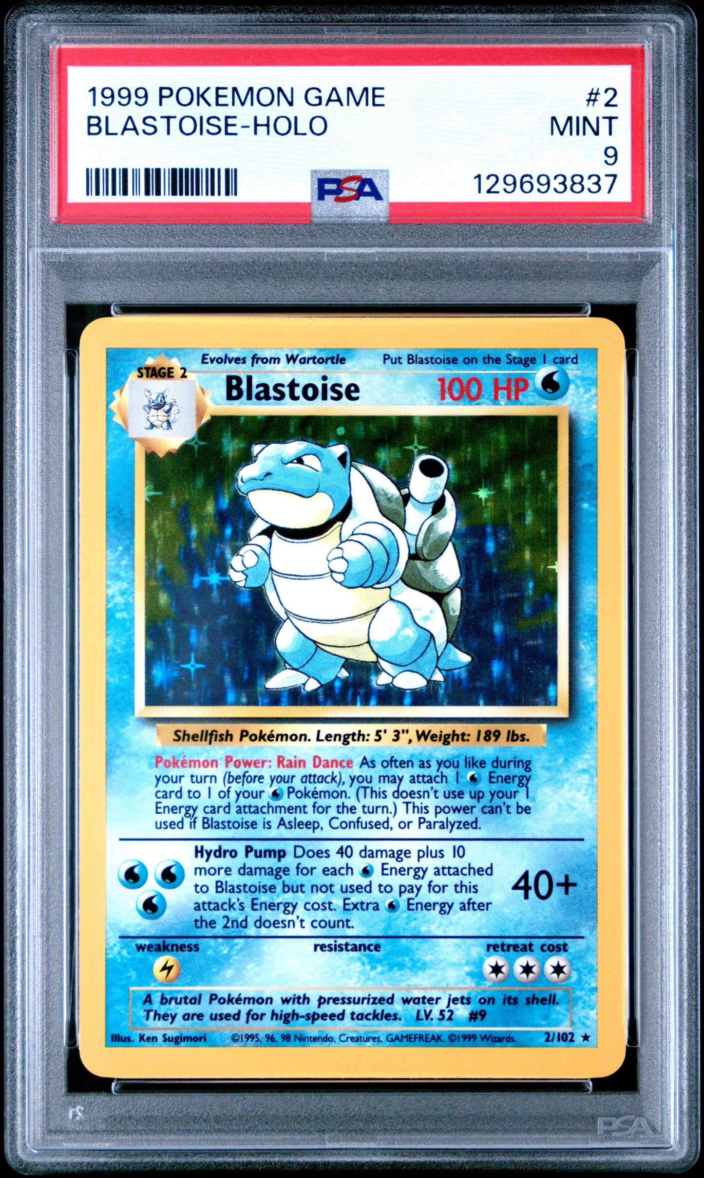 1999 Pokemon Game Blastoise-Holo 9 PSA #2