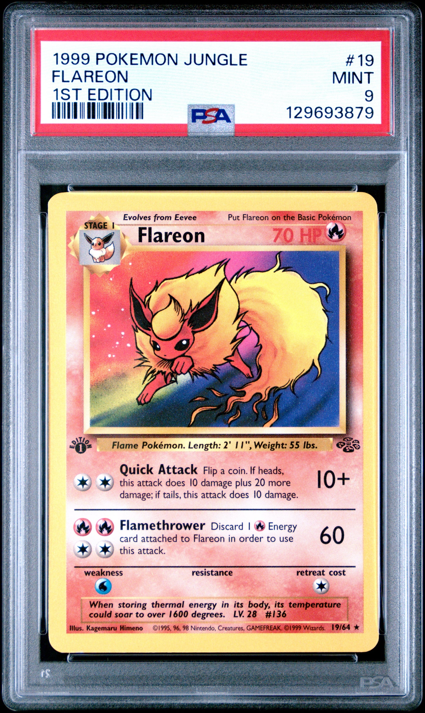 1999 Pokemon Jungle 1st Edition Flareon 9 PSA #19