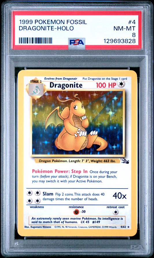 1999 Pokemon Fossil Dragonite-Holo 8 PSA #4