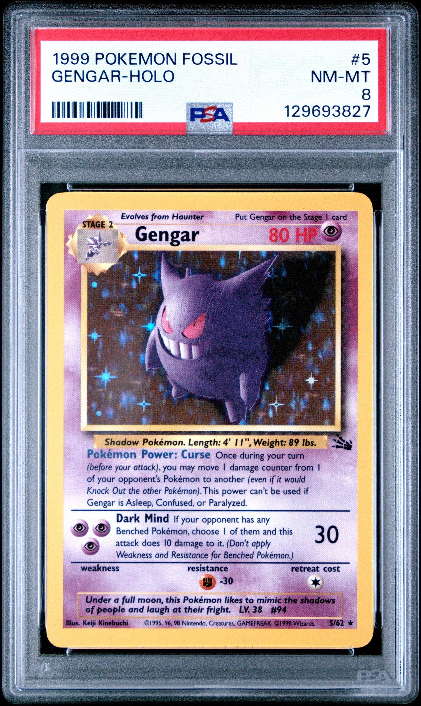 1999 Pokemon Fossil Gengar-Holo 8 PSA #5