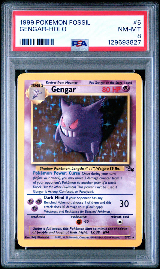 1999 Pokemon Fossil Gengar-Holo 8 PSA #5