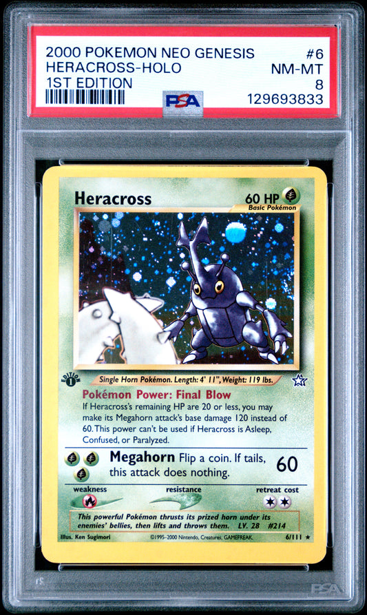 2000 Pokemon Neo Genesis 1st Edition 1st Edition Heracross-Holo 8 PSA #6