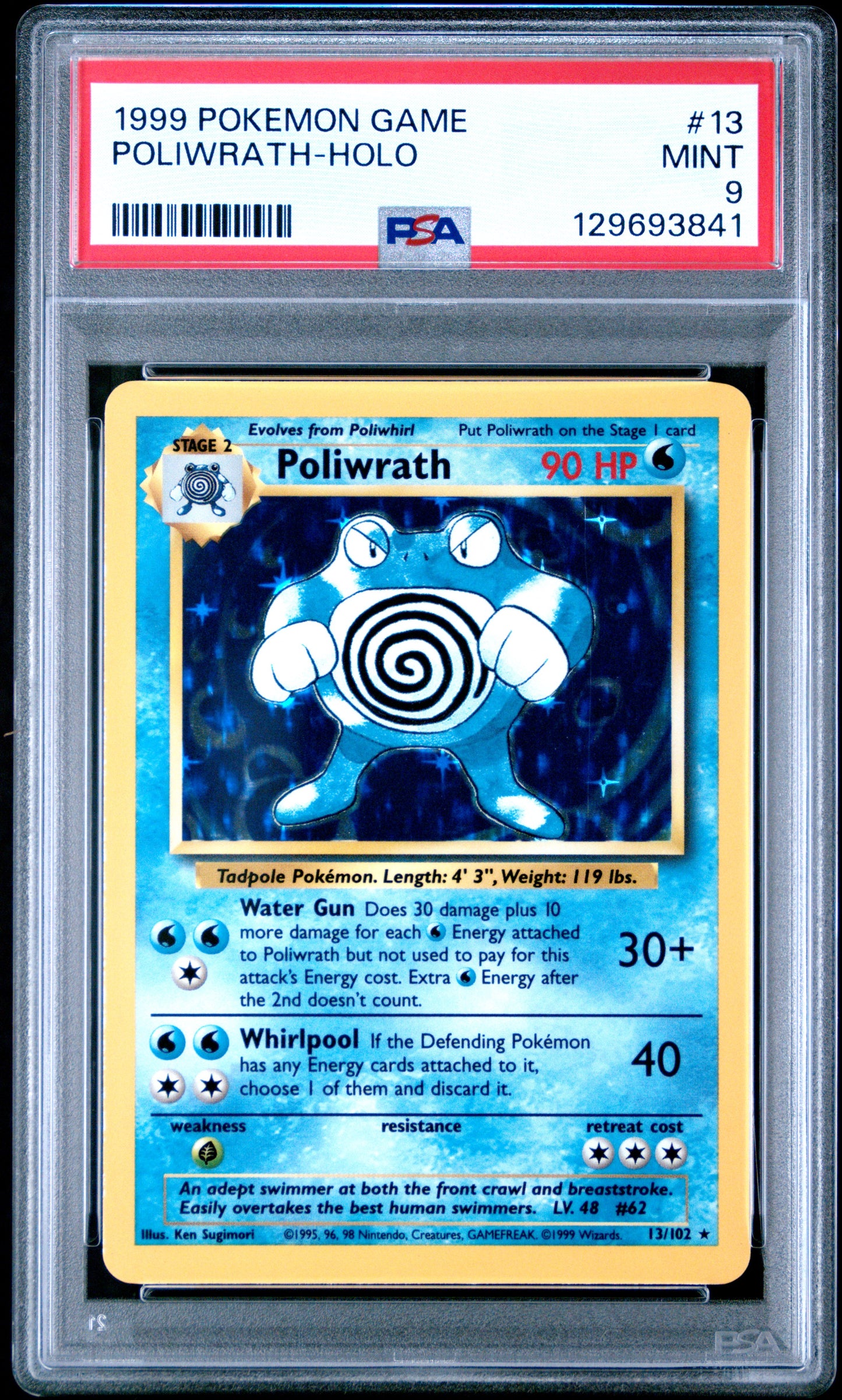 1999 Pokemon Game Poliwrath-Holo 9 PSA #13