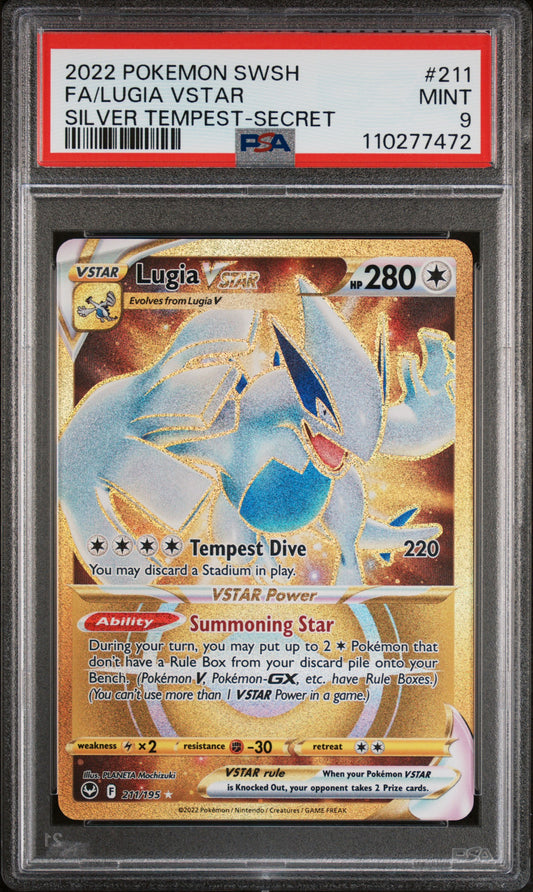 2022 Pokemon Sword & Shield Silver Tempest-Secret Fa/Lugia Vstar 9 PSA #211