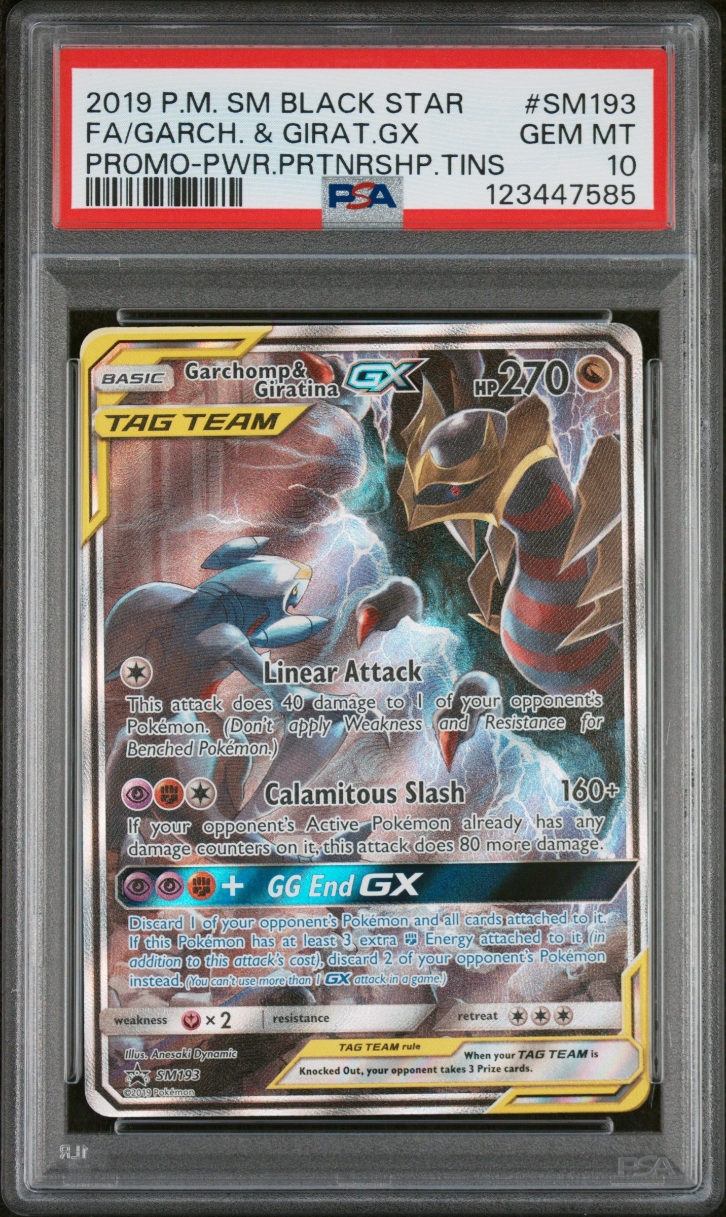 2019 Pokemon Sm Black Star Promo Fa/Garch. & Girat.Gx 10 PSA #SM193