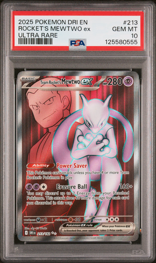 2025 Pokemon Dri En-Destined Rivals Ultra Rare Rocket'S Mewtwo Ex 10 PSA #213