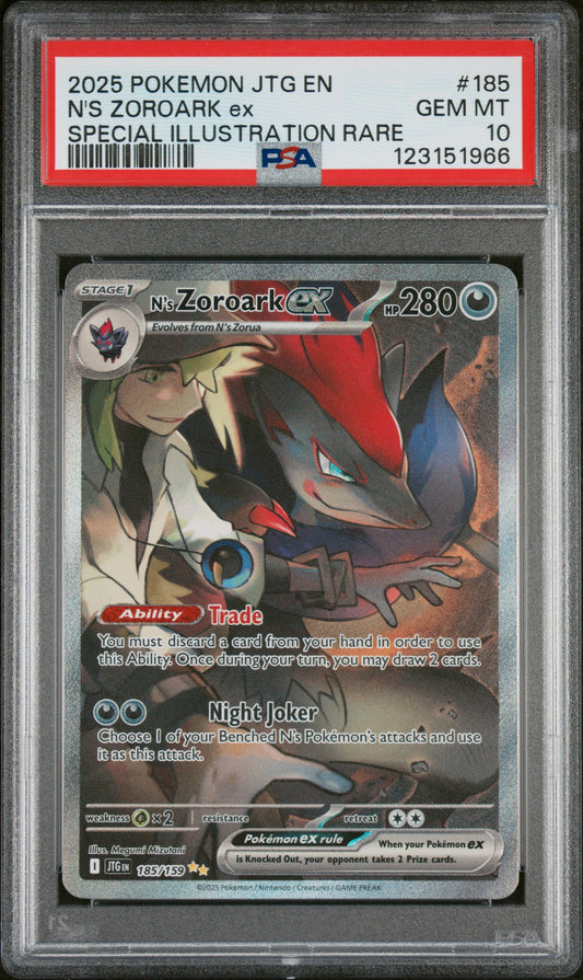 2025 Pokemon Journey Together SIR N'S Zoroark Ex 10 PSA #185