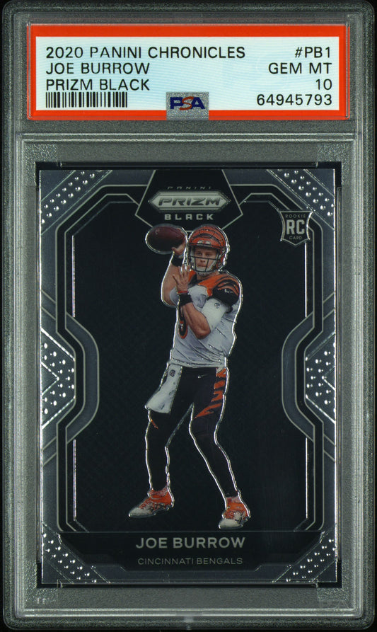2020 Panini Chronicles Prizm Black Prizm Black Joe Burrow 10 PSA #PB1