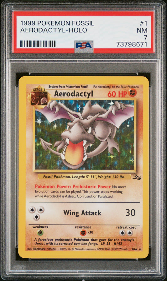 1999 Pokemon Fossil Aerodactyl-Holo 7 PSA #1