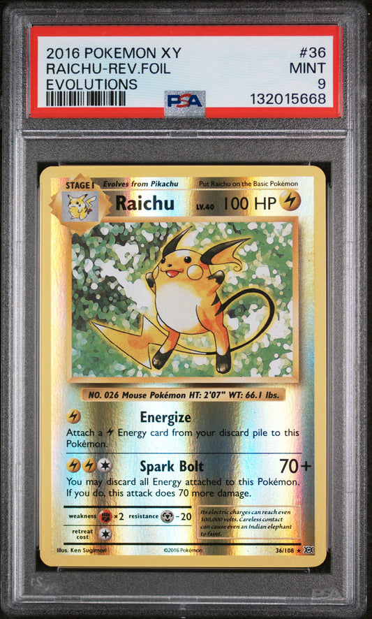2016 Pokemon Xy Evolutions Evolutions Raichu-Rev.Foil 9 PSA #36