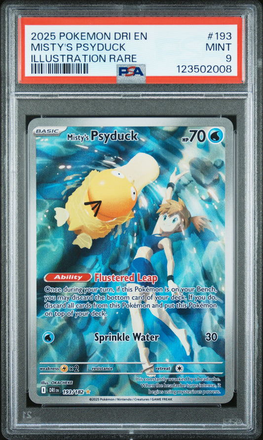 2025 Pokemon Dri En-Destined Rivals Illustration Rare Misty'S Psyduck 9 PSA #193