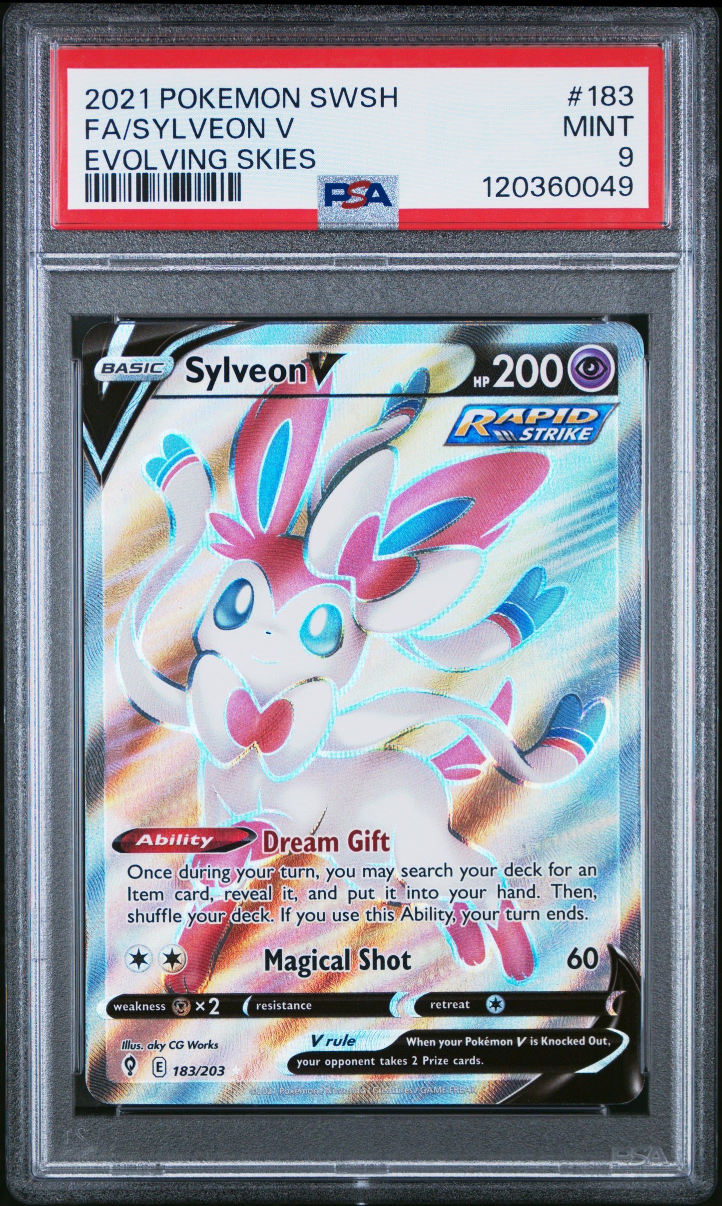 2021 Pokemon Sword & Shield Evolving Skies Fa/Sylveon V 9 PSA #183