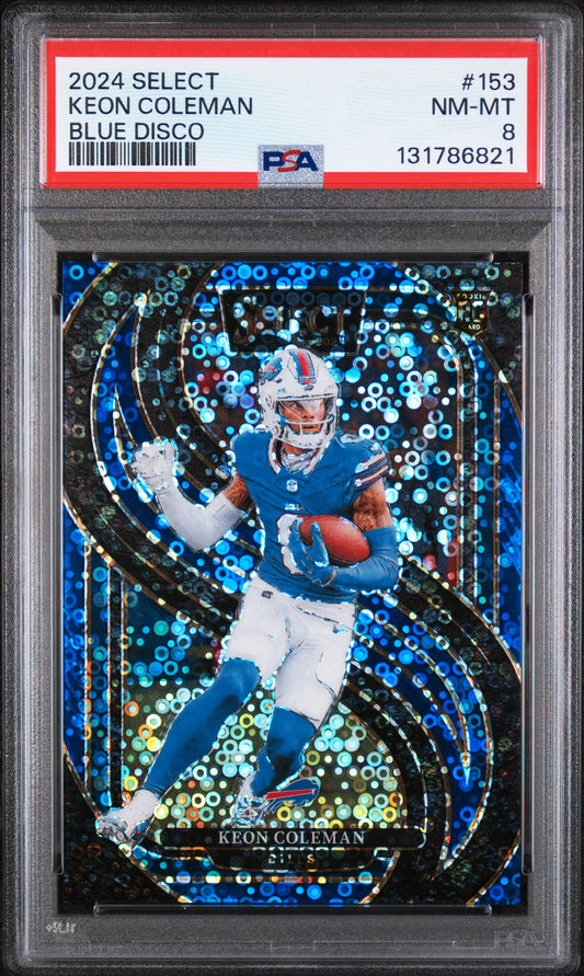 2024 Panini Select Blue Disco Keon Coleman 8 PSA #153