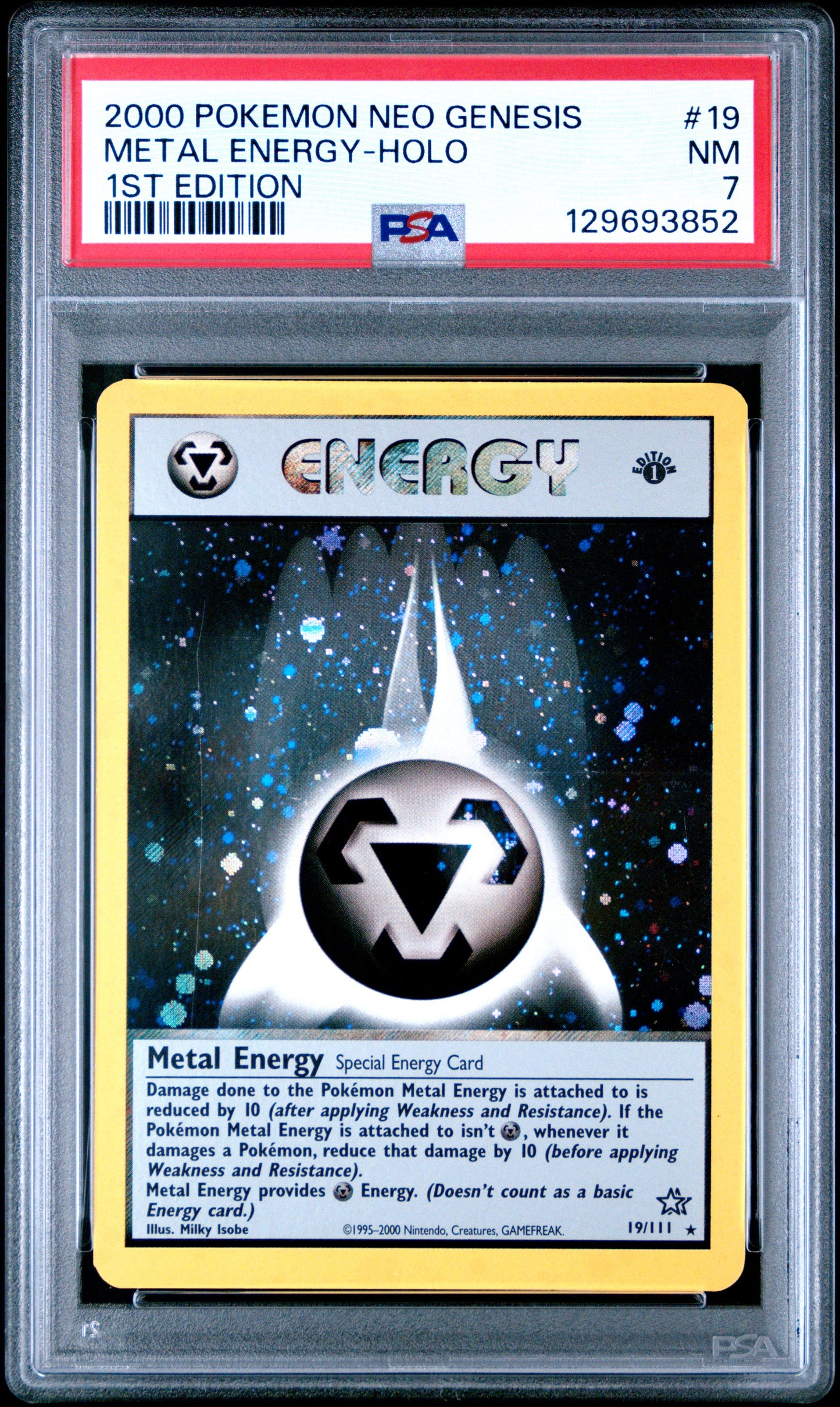 2000 Pokemon Neo Genesis 1st Edition 1st Edition Metal Energy-Holo 7 PSA #19