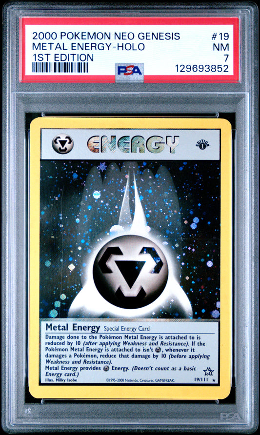 2000 Pokemon Neo Genesis 1st Edition 1st Edition Metal Energy-Holo 7 PSA #19