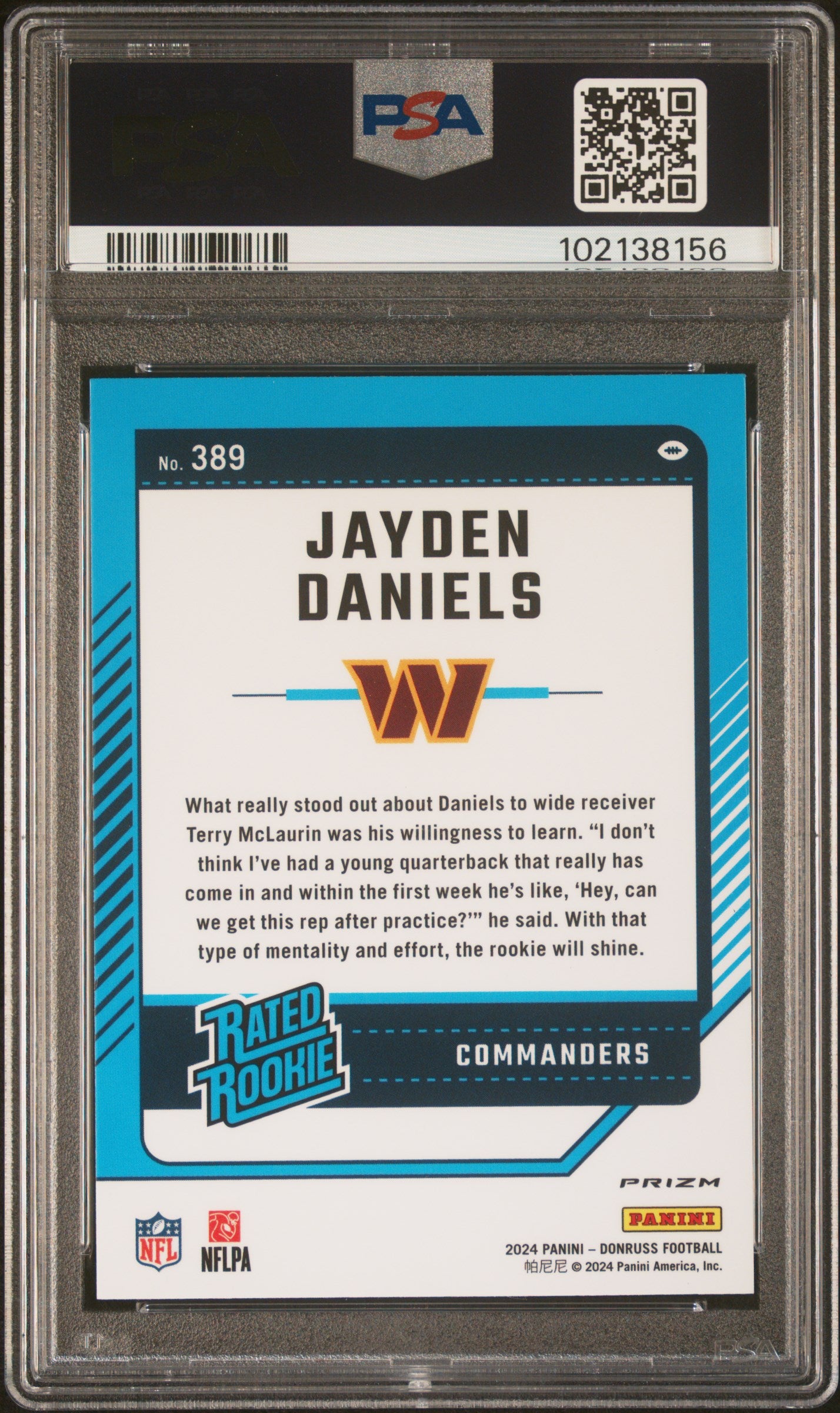 2024 Panini Donruss Optic Preview-Red Pandora Jayden Daniels 9 PSA #389