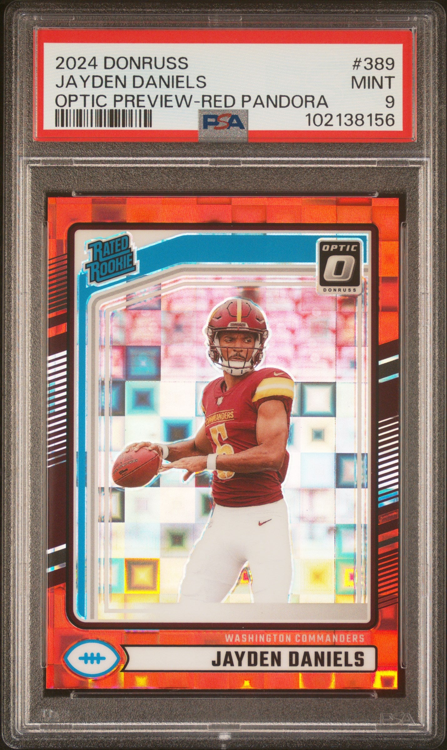 2024 Panini Donruss Optic Preview-Red Pandora Jayden Daniels 9 PSA #389