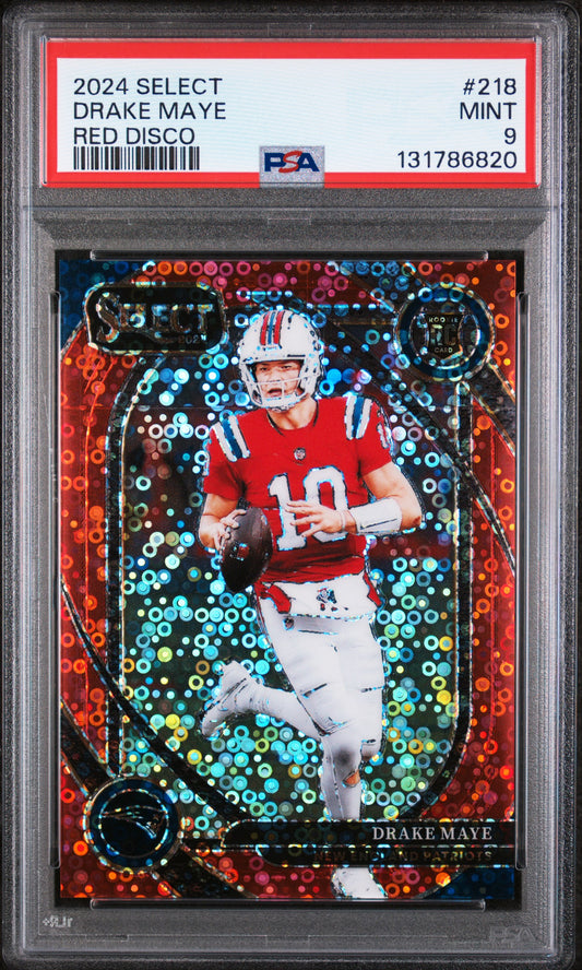 2024 Panini Select Red Disco Drake Maye 9 PSA #218