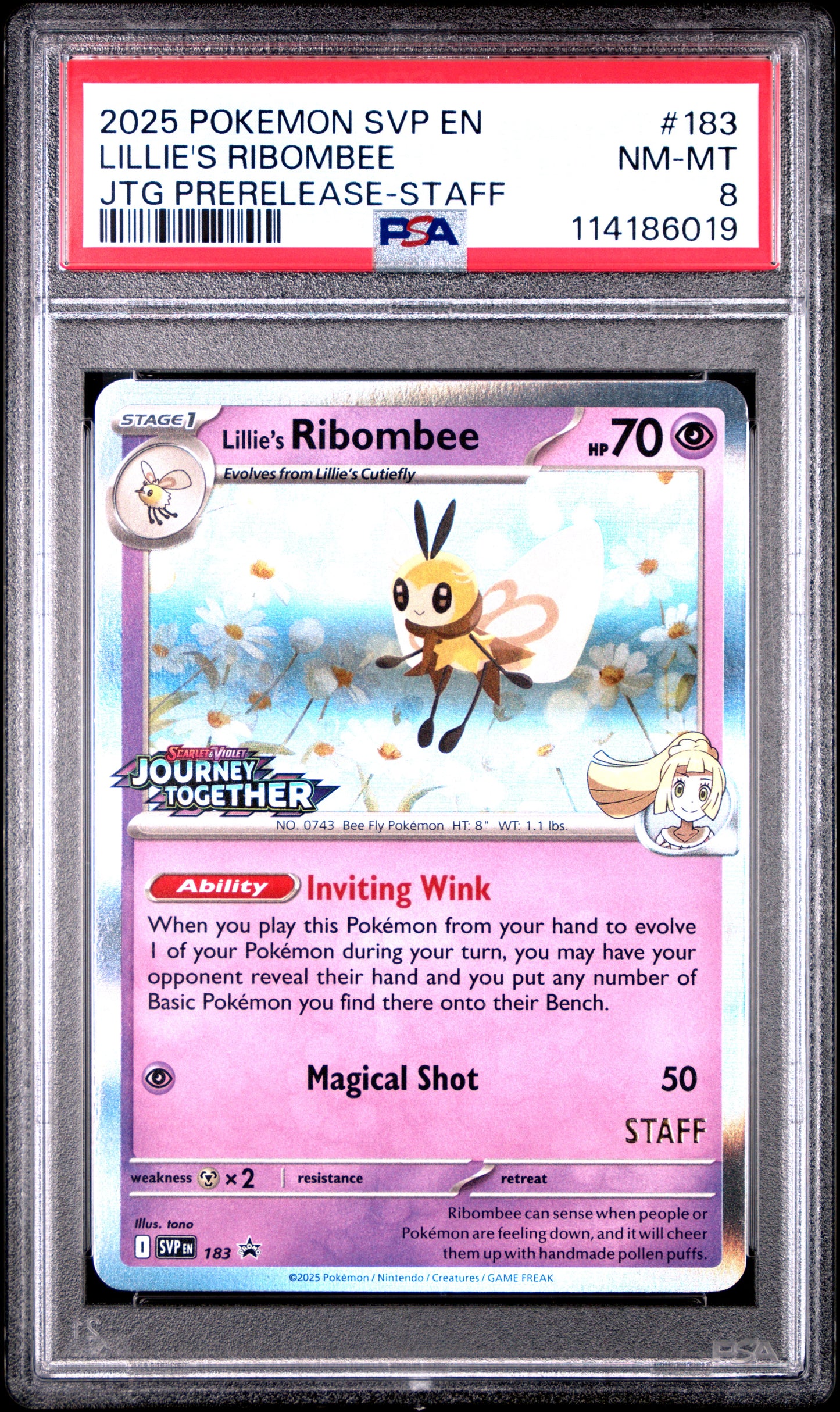 2025 Pokemon Svp En Jtg Prerelease-Staff Lillie'S Ribombee 8 PSA #183