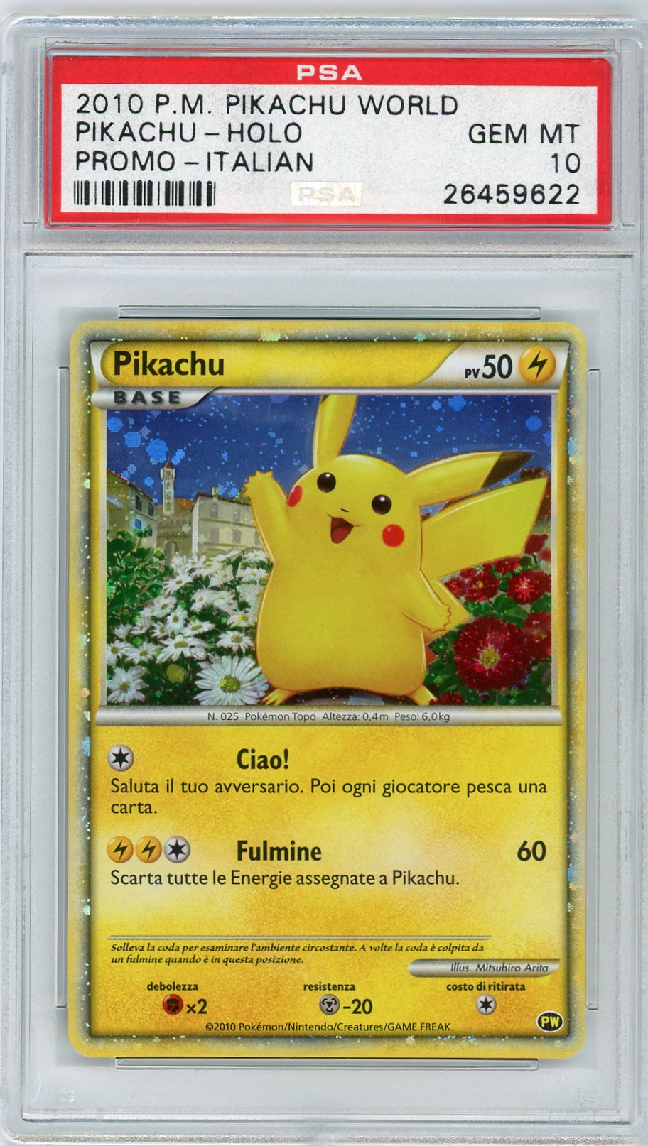 2010 Pokemon World Collection Promo-Italian Pikachu-Holo 10 PSA #