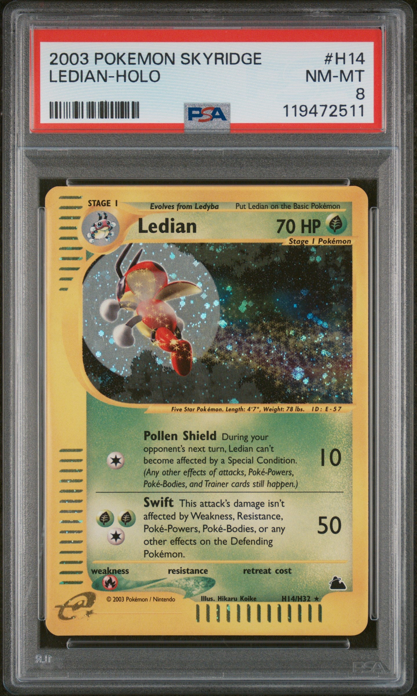 2003 Pokemon Skyridge Ledian-Holo 8 PSA #H14