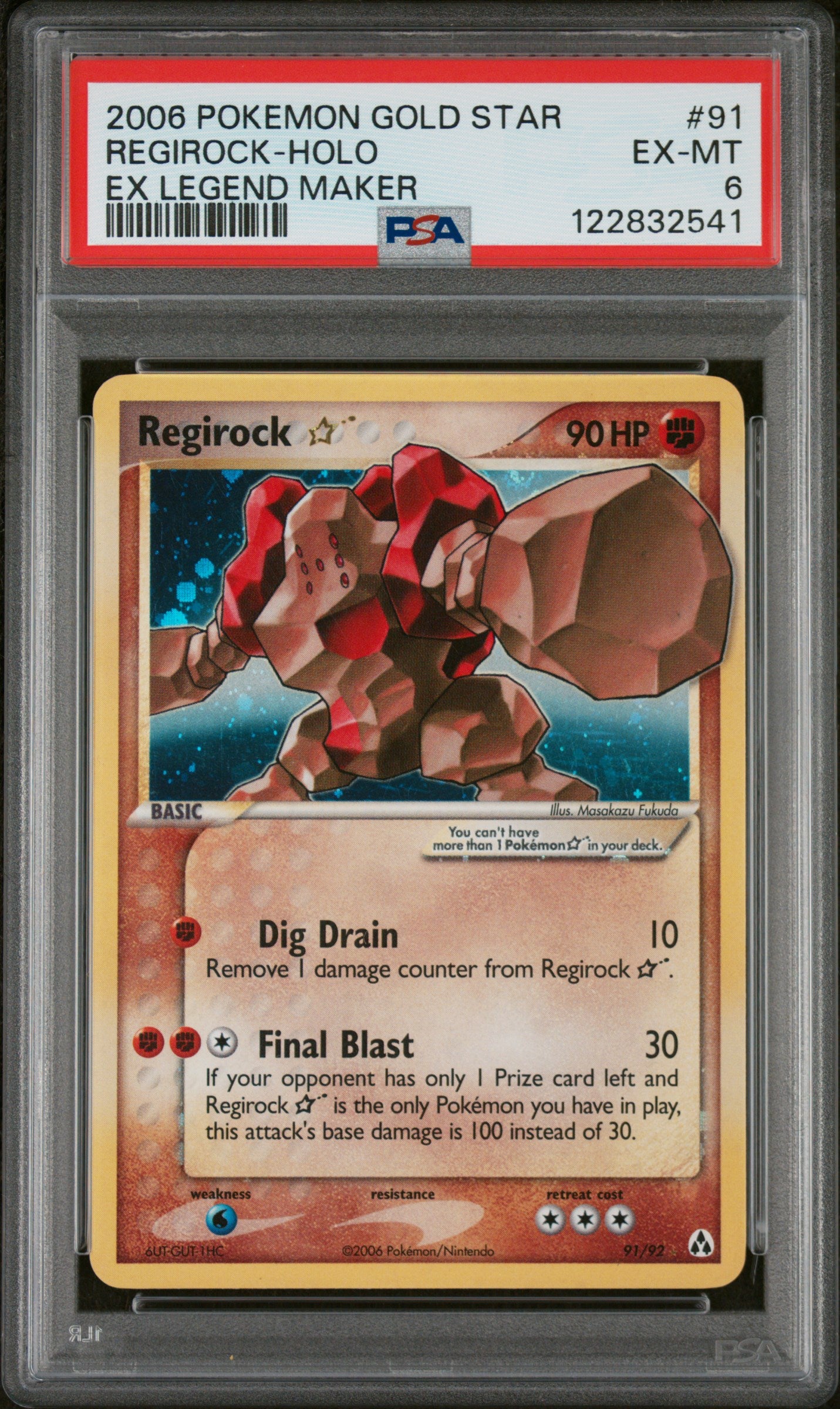 2006 Pokemon Ex Legend Maker Ex Legend Maker Regirock-Holo 6 PSA #91