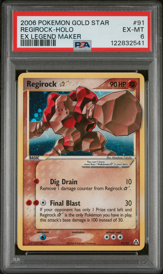2006 Pokemon Ex Legend Maker Ex Legend Maker Regirock-Holo 6 PSA #91
