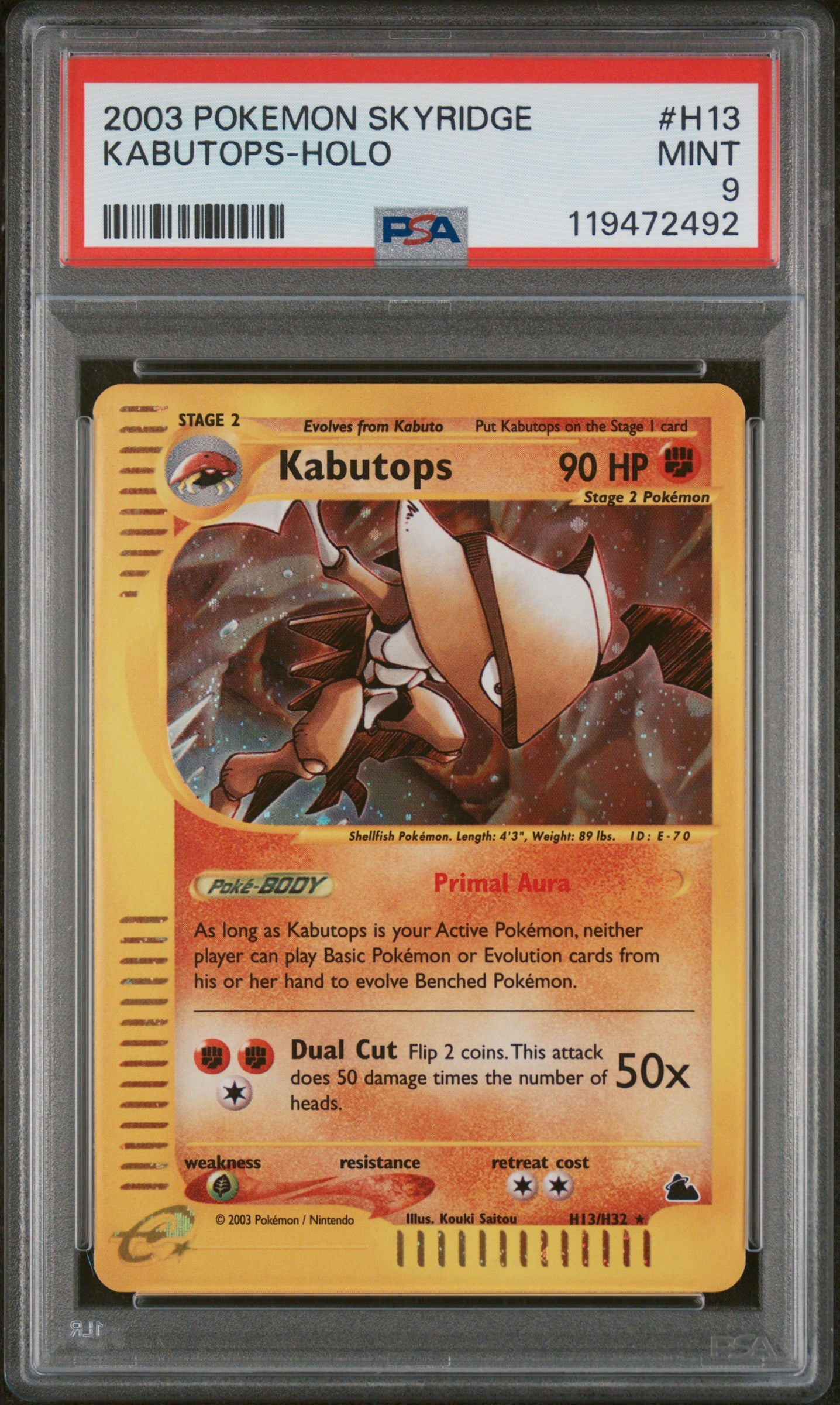 2003 Pokemon Skyridge Kabutops-Holo 9 PSA #H13