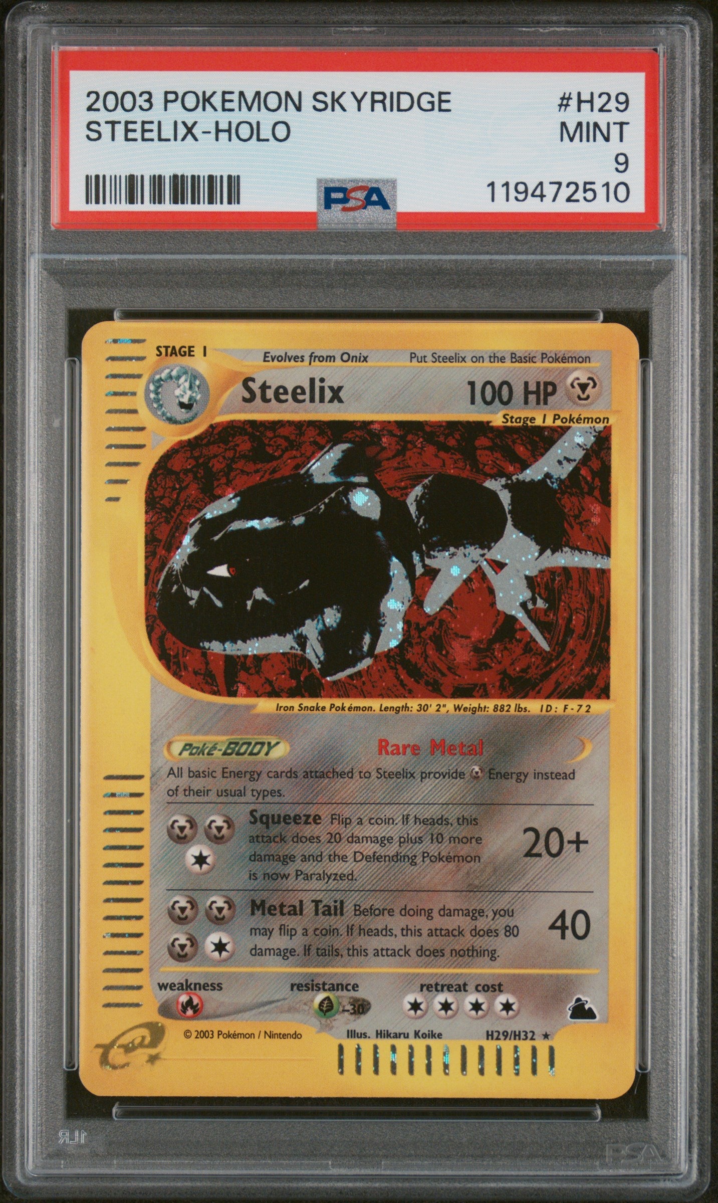 2003 Pokemon Skyridge Steelix-Holo 9 PSA #H29