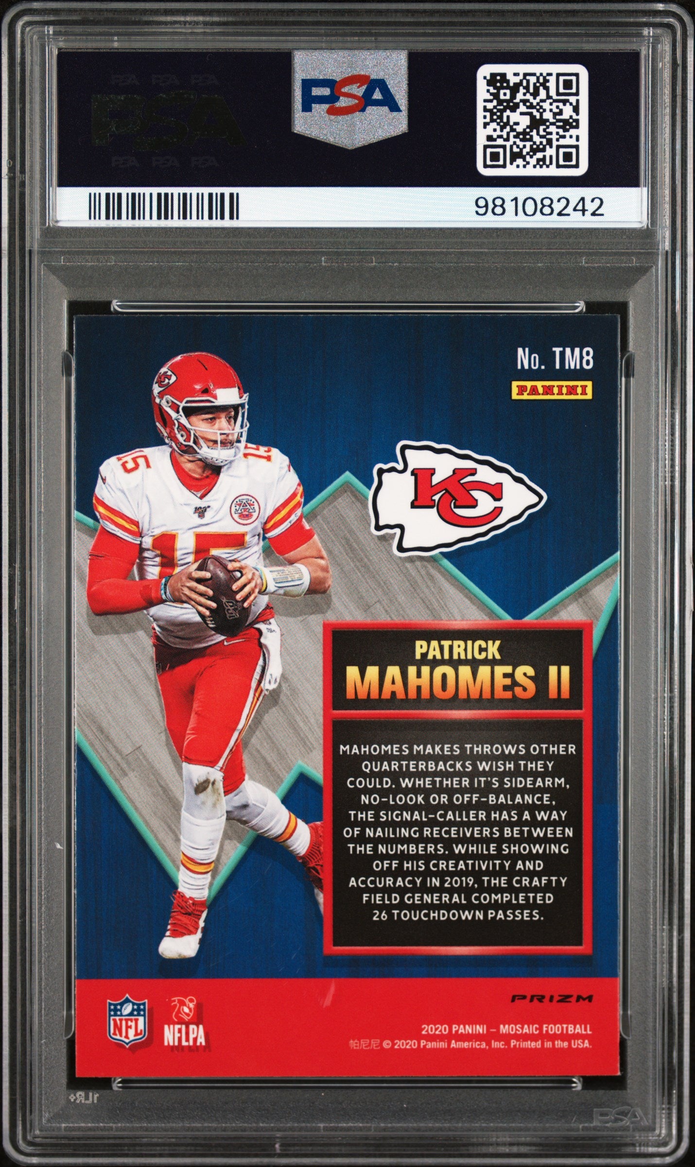 2020 Panini Mosaic Touchdown Masters -Green Mosaic Patrick Mahomes II 9 PSA #TM8