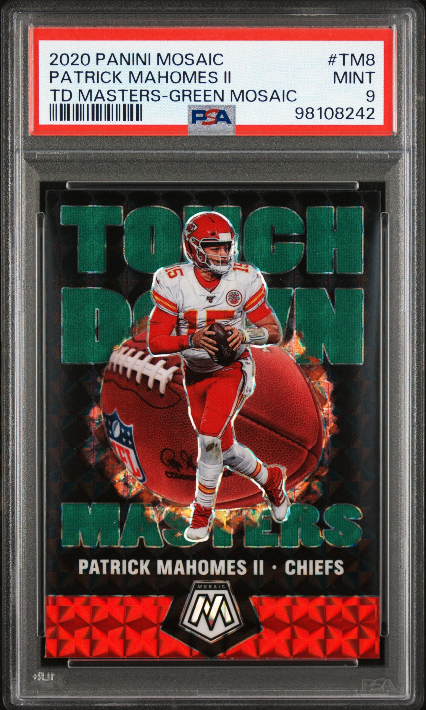 2020 Panini Mosaic Touchdown Masters -Green Mosaic Patrick Mahomes II 9 PSA #TM8