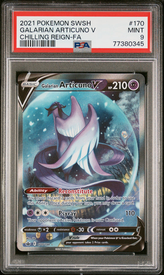 2021 Pokemon Sword & Shield Chilling Reign-Fa Galarian Articuno V 9 PSA #170