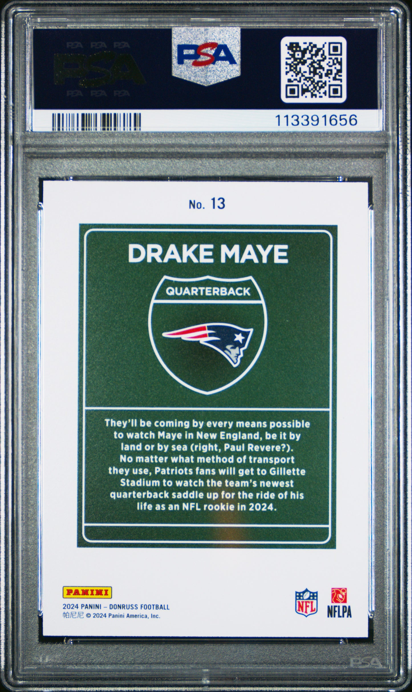 2024 Panini Donruss Downtown! Drake Maye 9 PSA #13