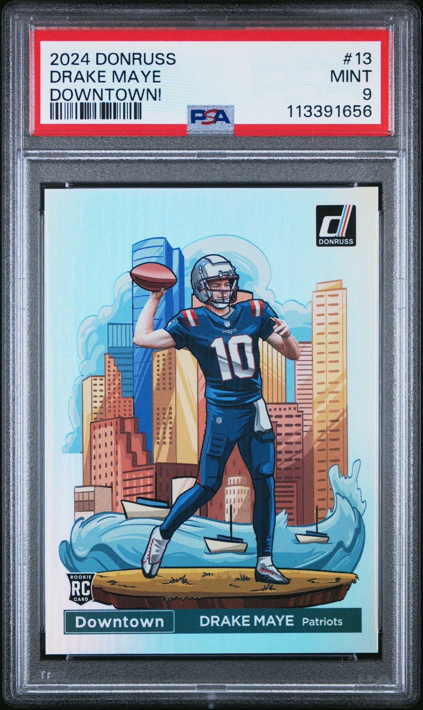 2024 Panini Donruss Downtown! Drake Maye 9 PSA #13