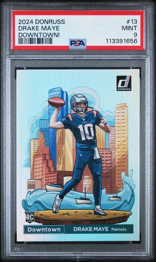2024 Panini Donruss Downtown! Drake Maye 9 PSA #13