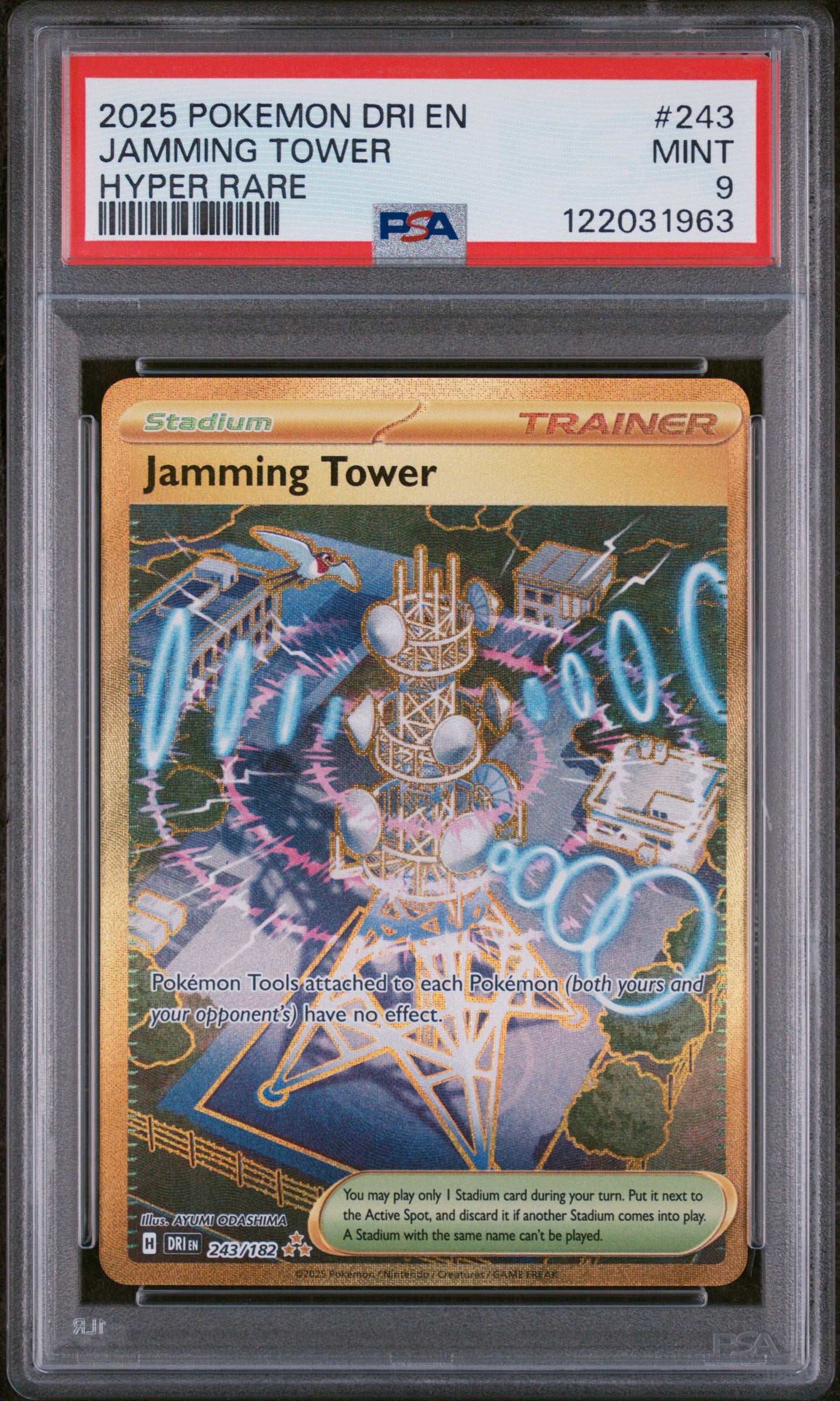 2025 Pokemon Dri En-Destined Rivals Hyper Rare Jamming Tower 9 PSA #243