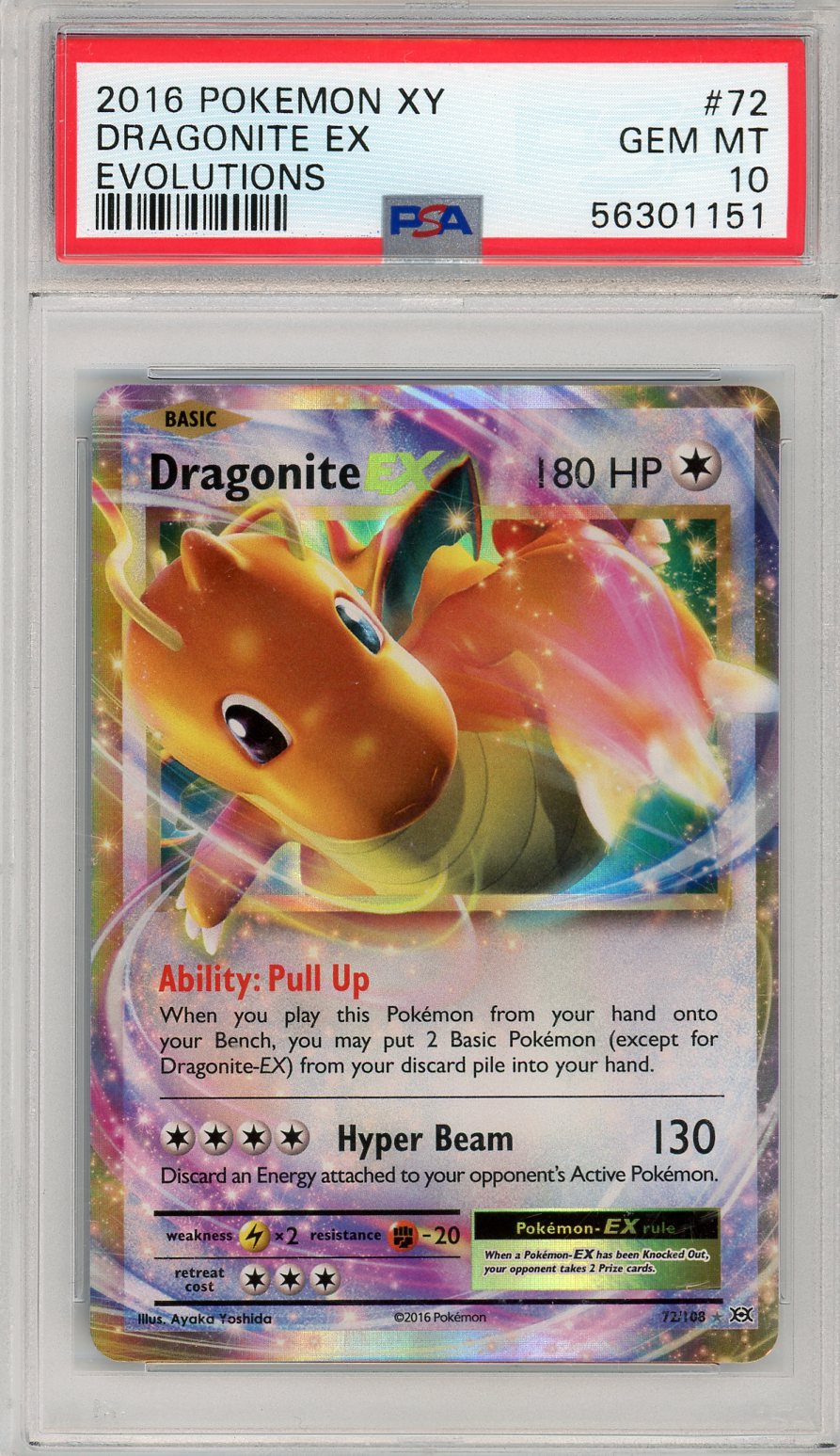 2016 Pokemon Xy Evolutions Evolutions Dragonite Ex 10 PSA #72