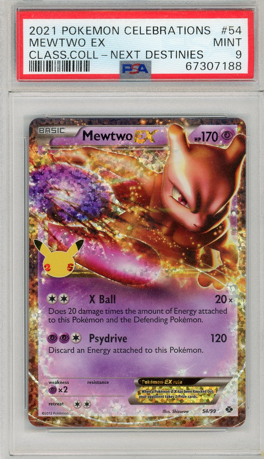 2021 Pokemon Celebrations Classic Collection-Next Destinies Mewtwo Ex 9 PSA #54