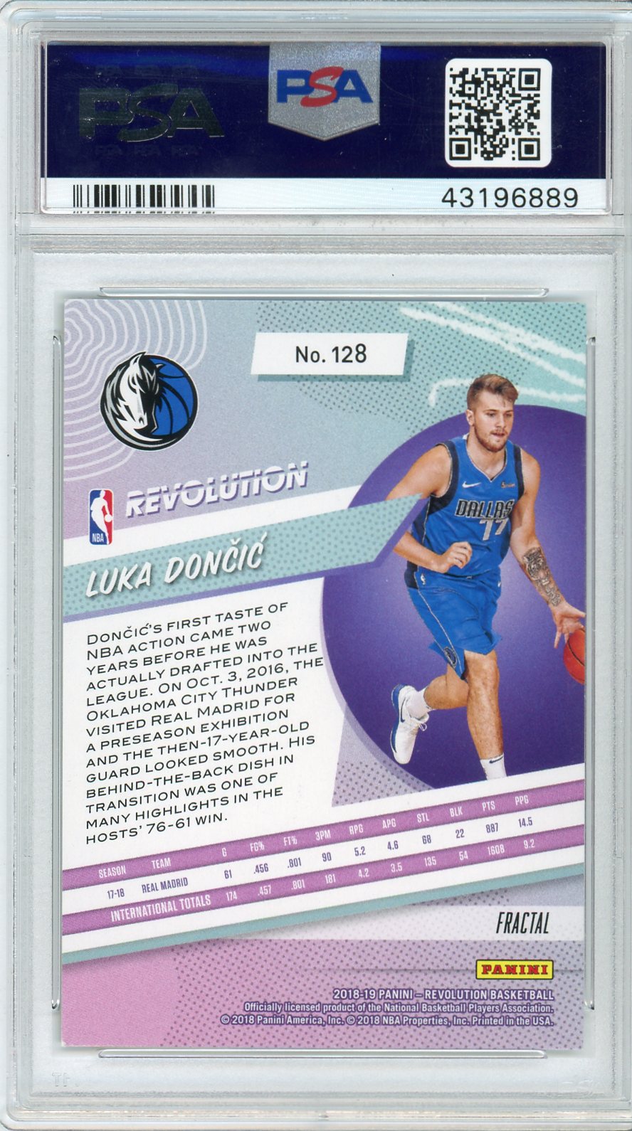 2018 Panini Revolution Fractal Luka Doncic 9 PSA #128
