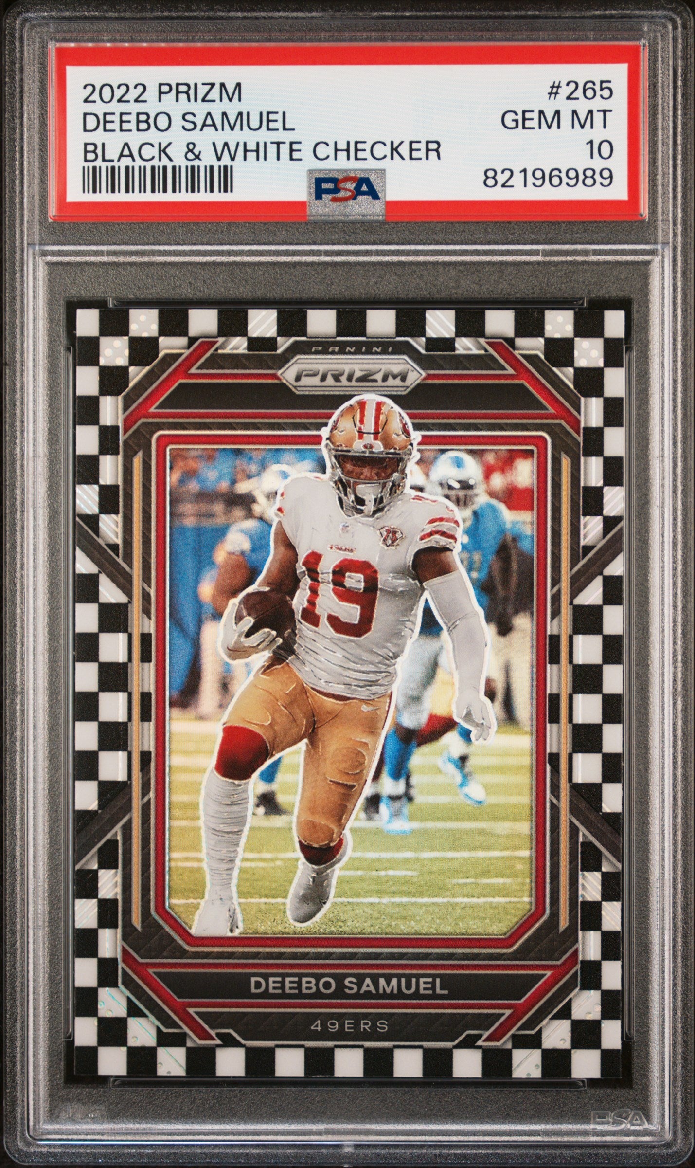 2022 Panini Prizm Black & White Checker Deebo Samuel 10 PSA #265