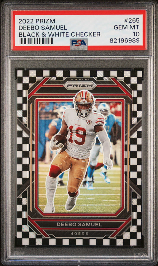 2022 Panini Prizm Black & White Checker Deebo Samuel 10 PSA #265