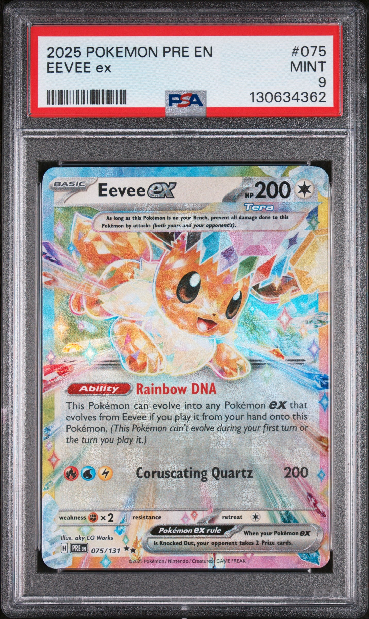 2025 Pokemon Pre En-Prismatic Evolutions Eevee Ex 9 PSA #075