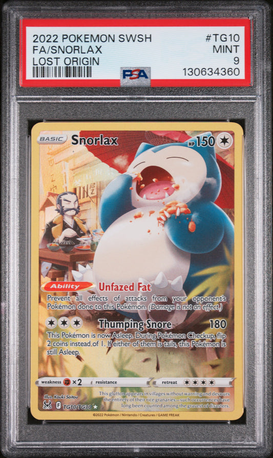 2022 Pokemon Sword & Shield Lost Origin Lost Origin Fa/Snorlax 9 PSA #TG10