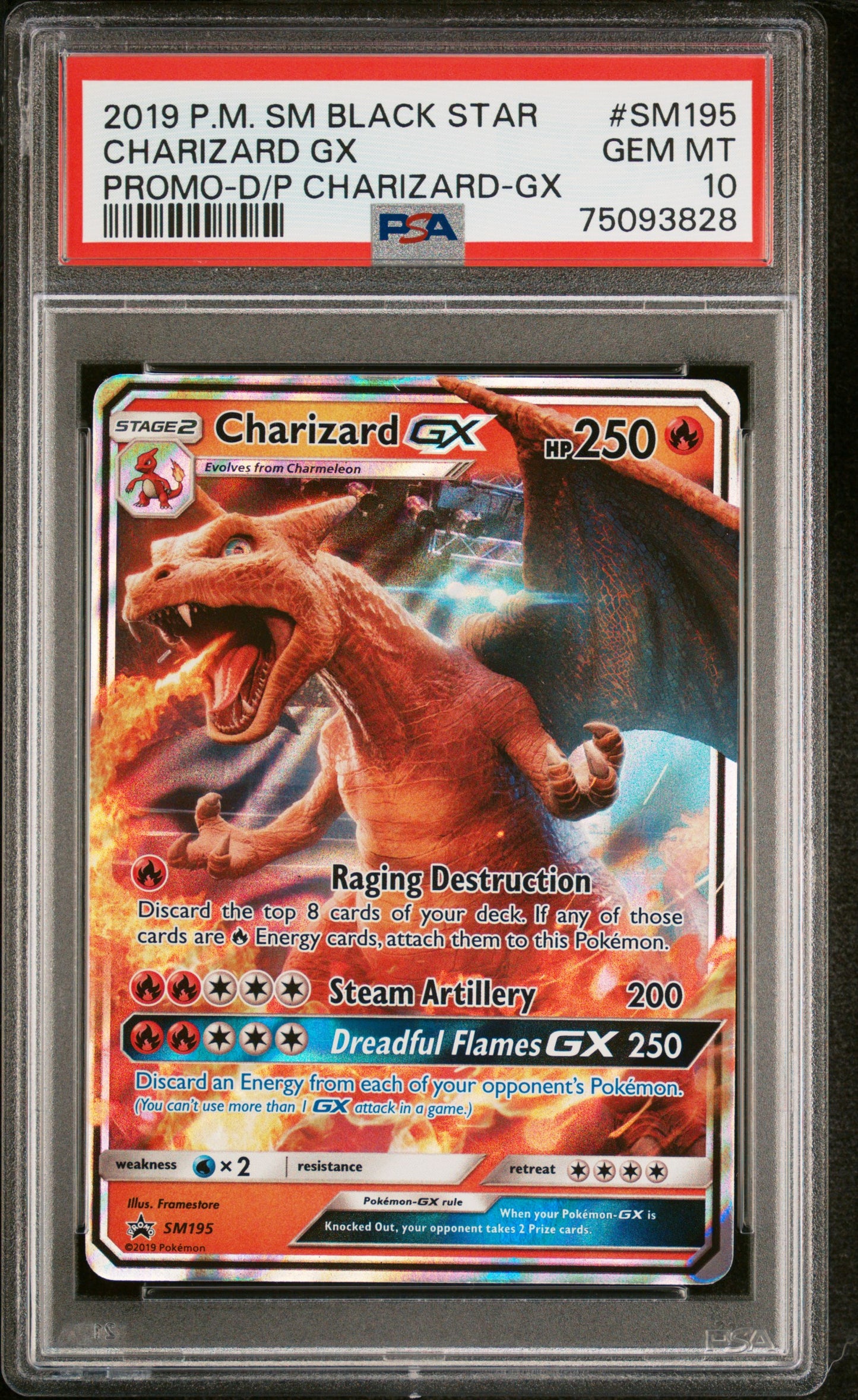 2019 P.M SM Black Star Promo-D/P Charizard-Gx 10 PSA #SM195