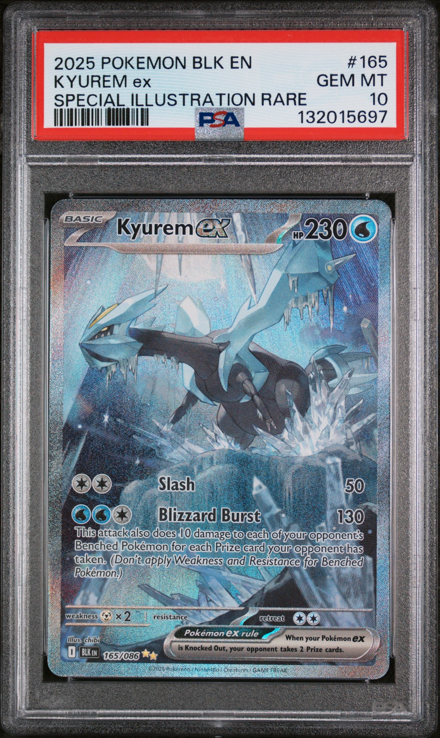 2025 Pokemon Blk En-Black Bolt Special Illustration Rare Kyurem Ex 10 PSA #165