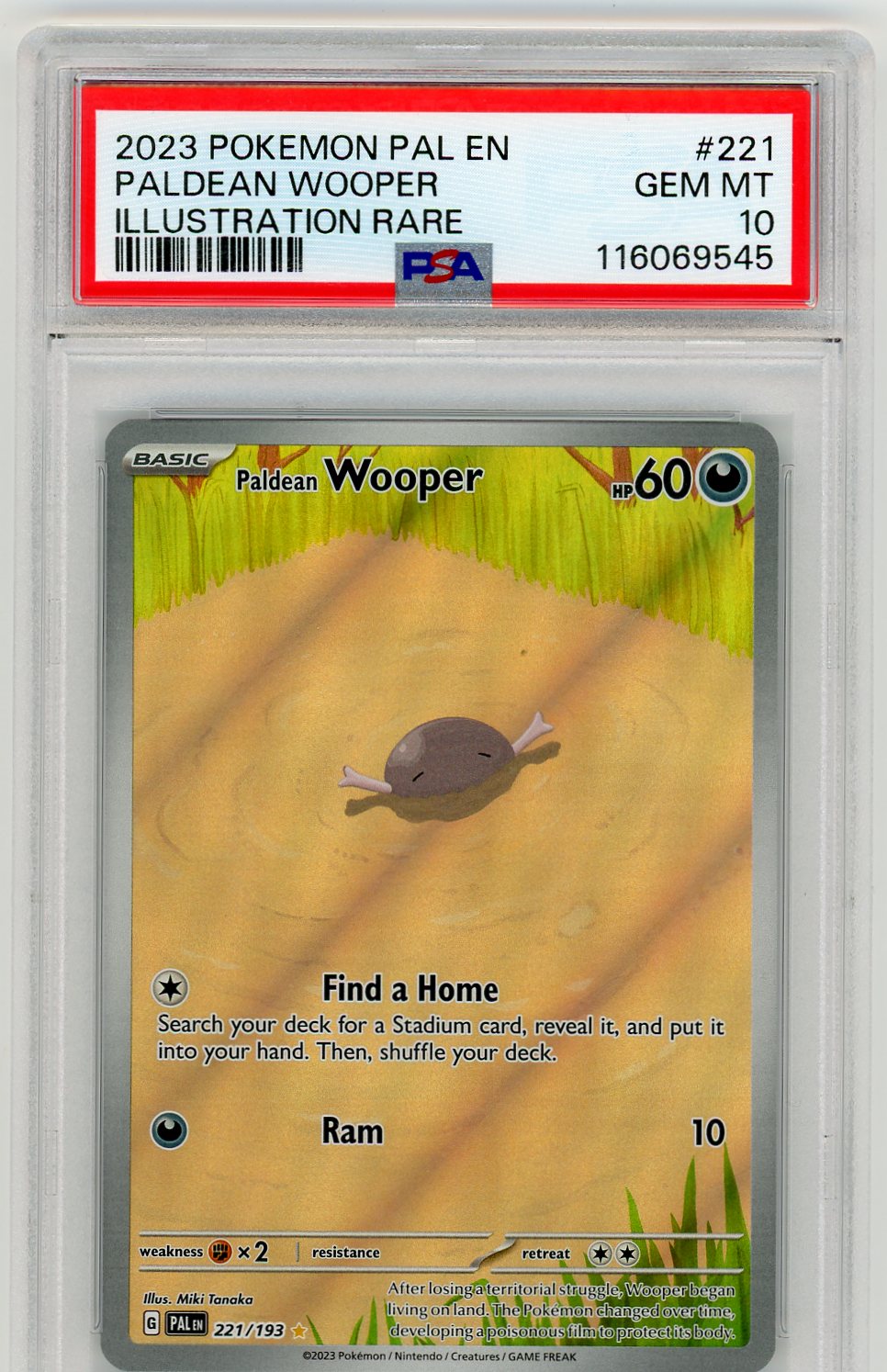 SV02: Paldea Evolved Paldean Wooper 10 PSA BAD CERT
