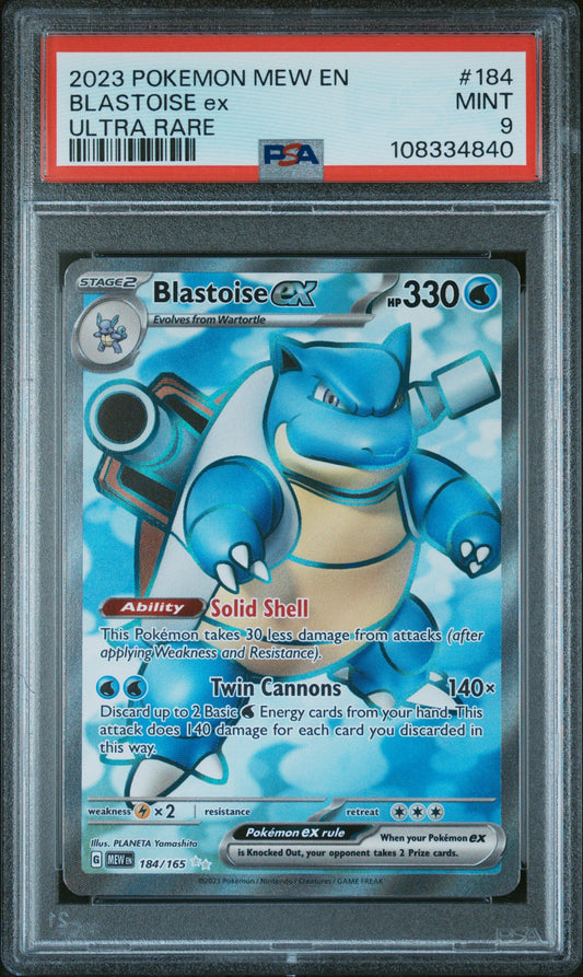 2023 Pokemon Mew En-151 Ultra Rare Blastoise Ex 9 PSA #184