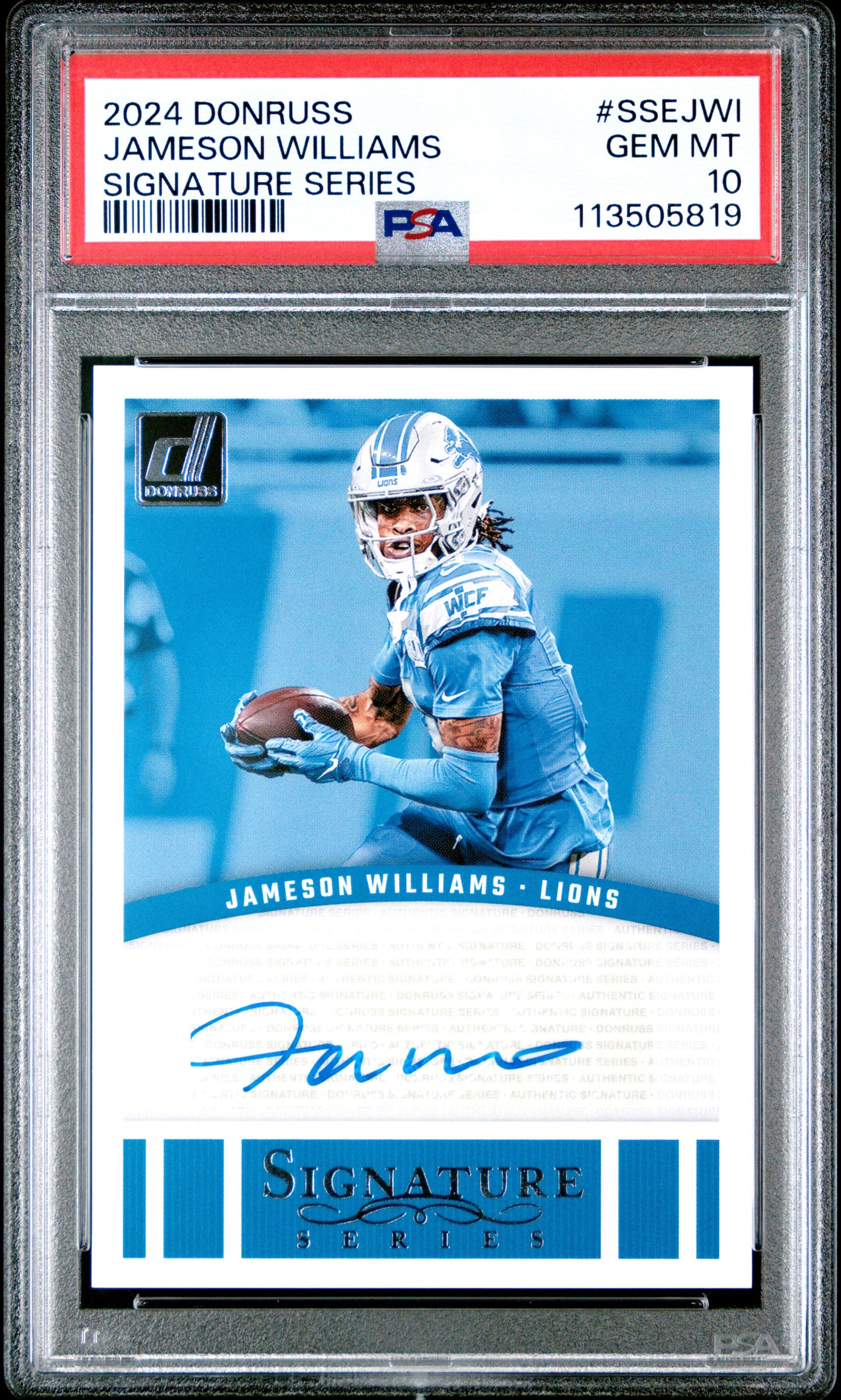 2024 Panini Donruss Signature Series Jameson Williams 10 PSA #SSEJWI