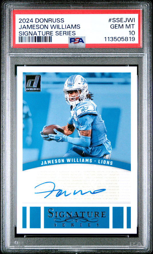 2024 Panini Donruss Signature Series Jameson Williams 10 PSA #SSEJWI