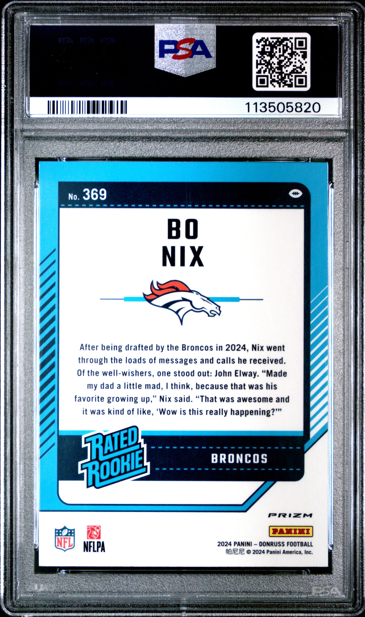2024 Panini Donruss Optic Preview-Red Wave Bo Nix 10 PSA #369